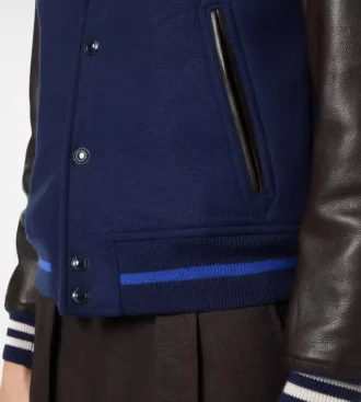 Varsity Bomber with Leather Sleeves