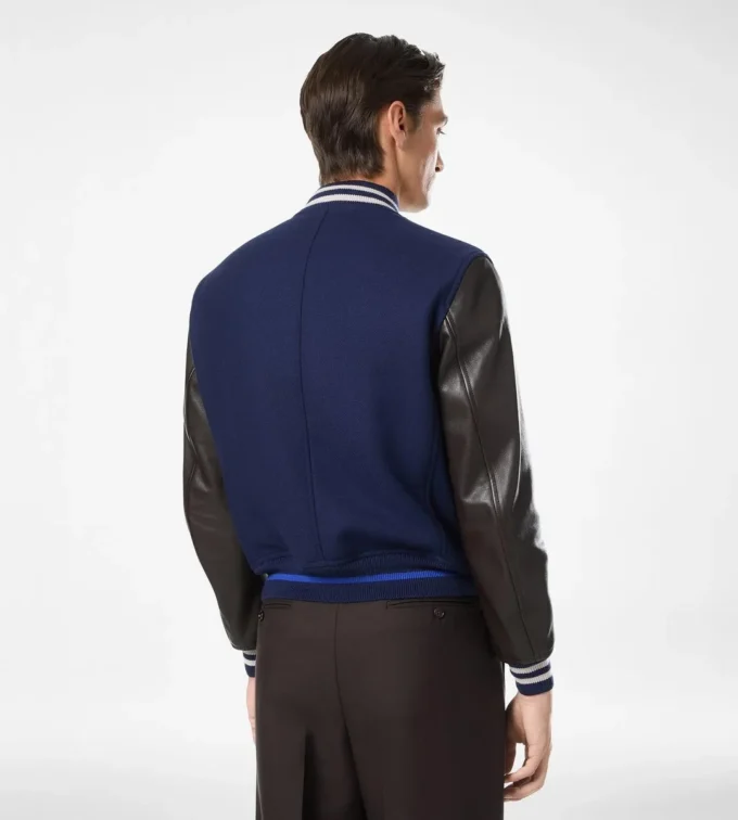 Varsity Bomber with Leather Sleeves