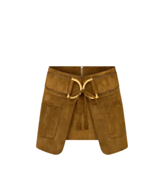 Velvet Suede Mini Skirt with D-Rings Detail