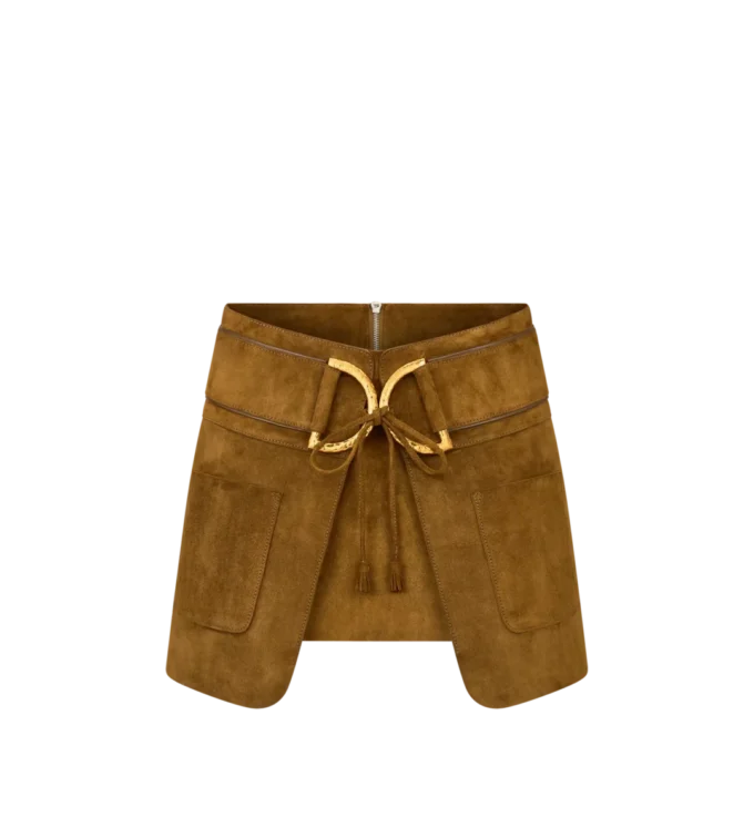 Velvet Suede Mini Skirt with D-Rings Detail