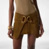 Velvet Suede Mini Skirt with D-Rings Detail