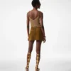 Velvet Suede Mini Skirt with D-Rings Detail