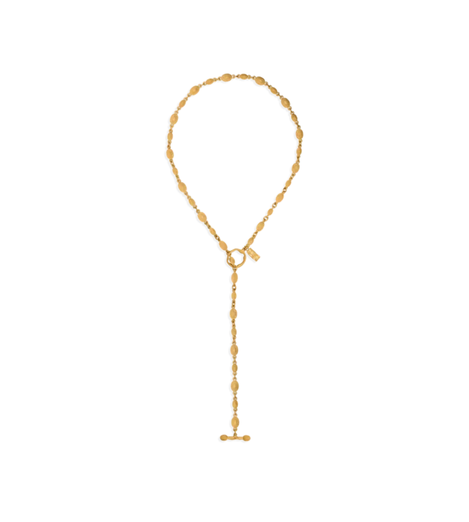 Vintage Gold Brass Grace Lariat Necklace