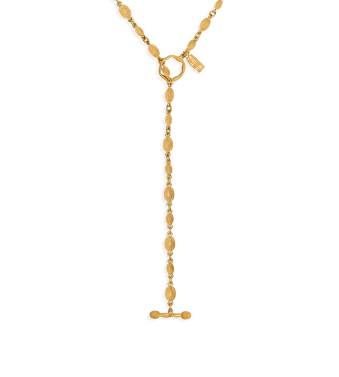 Vintage Gold Brass Grace Lariat Necklace