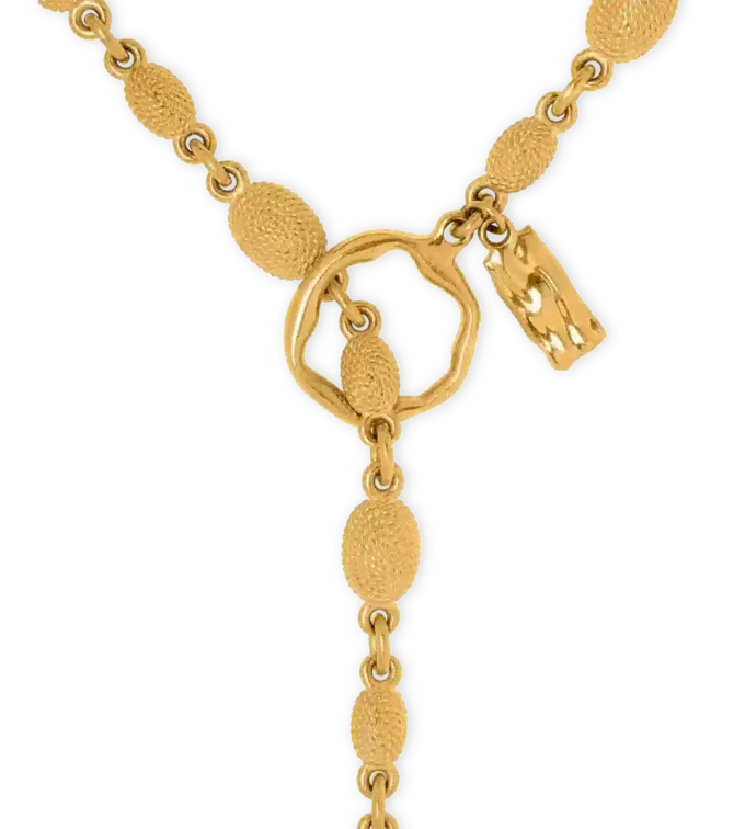 Vintage Gold Brass Grace Lariat Necklace
