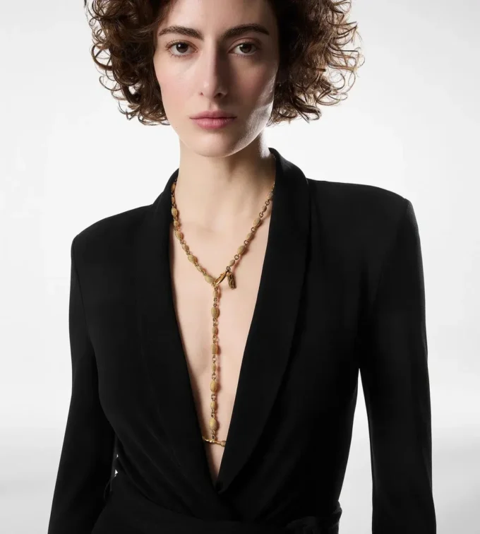 Vintage Gold Brass Grace Lariat Necklace