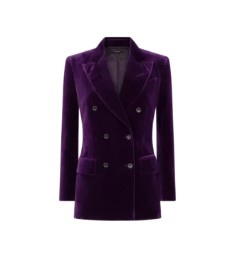 Wallis Double Breasted Peak Lapel Velvet Jacket