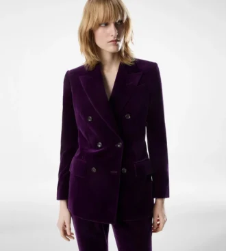 Wallis Double Breasted Peak Lapel Velvet Jacket