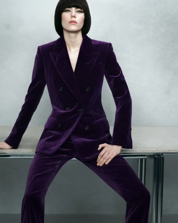 Wallis Double Breasted Peak Lapel Velvet Jacket Wallis Double Breasted Peak Lapel Velvet Jacket