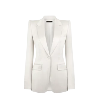 Washed Cotton Silk Blend Duchesse Single Breasted Jacket