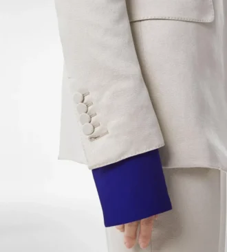 Washed Cotton Silk Blend Duchesse Single Breasted Jacket