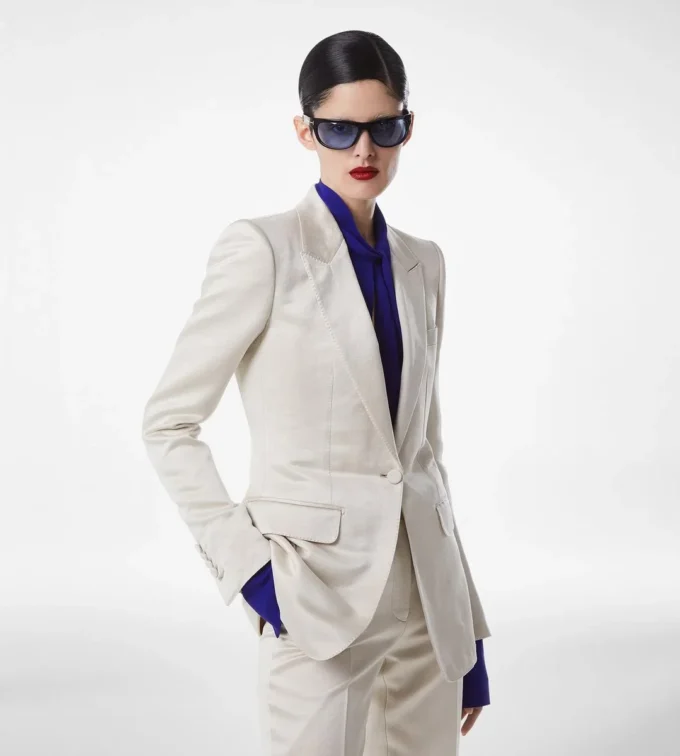 Washed Cotton Silk Blend Duchesse Single Breasted Jacket Washed Cotton Silk Blend Duchesse Single Breasted Jacket