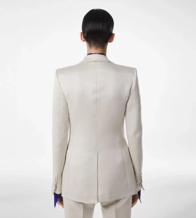 Washed Cotton Silk Blend Duchesse Single Breasted Jacket Washed Cotton Silk Blend Duchesse Single Breasted Jacket