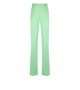 Washed Cotton Silk Blend Duchesse Tailored Straight Pants