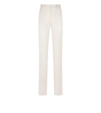 Washed Cotton Silk Blend Duchesse Tailored Straight Pants
