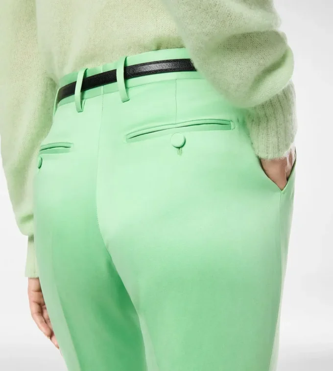 Washed Cotton Silk Blend Duchesse Tailored Straight Pants Washed Cotton Silk Blend Duchesse Tailored Straight Pants