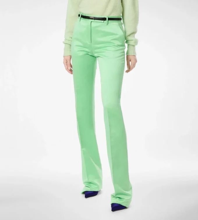Washed Cotton Silk Blend Duchesse Tailored Straight Pants Washed Cotton Silk Blend Duchesse Tailored Straight Pants