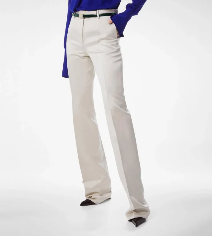 Washed Cotton Silk Blend Duchesse Tailored Straight Pants Washed Cotton Silk Blend Duchesse Tailored Straight Pants
