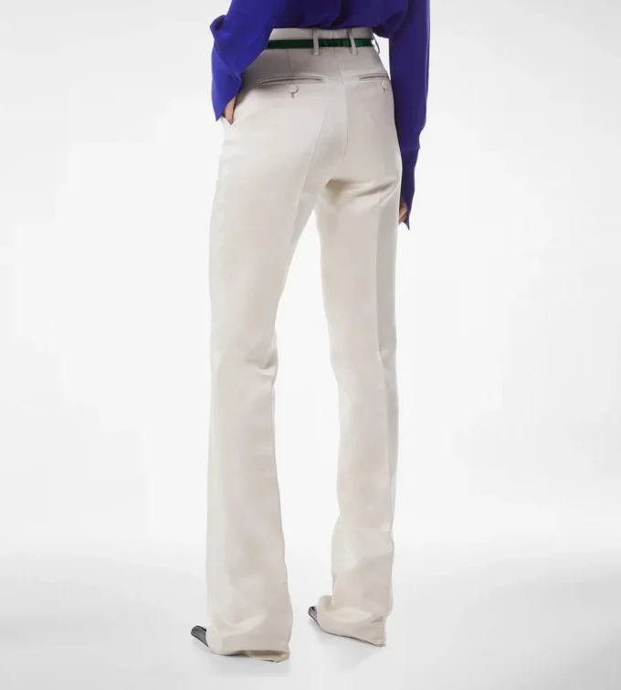 Washed Cotton Silk Blend Duchesse Tailored Straight Pants Washed Cotton Silk Blend Duchesse Tailored Straight Pants