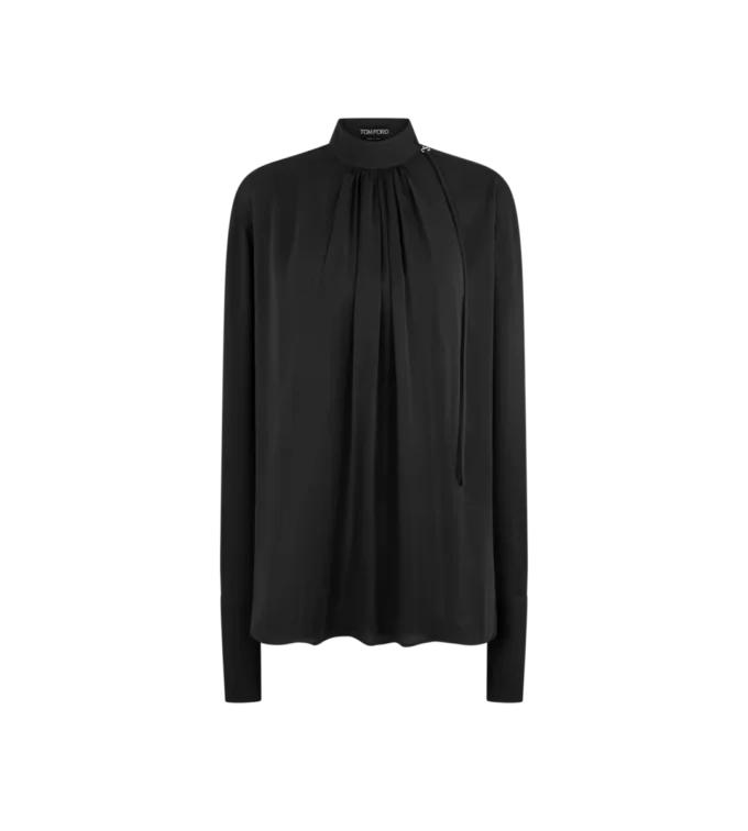 Washed Silk Georgette Long Sleeve Blouse Washed Silk Georgette Long Sleeve Blouse