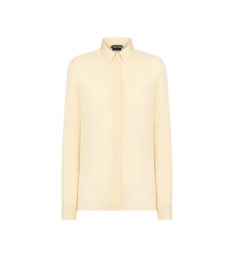 Washed Silk Georgette Shirt with Tonal Tf Embroidered Logo