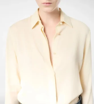 Washed Silk Georgette Shirt with Tonal Tf Embroidered Logo
