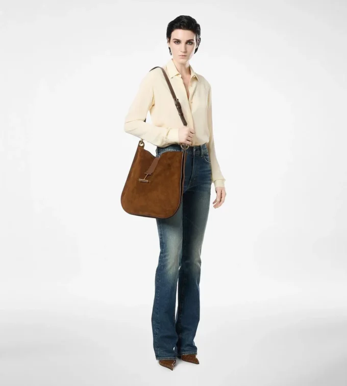 Washed Silk Georgette Shirt with Tonal Tf Embroidered Logo