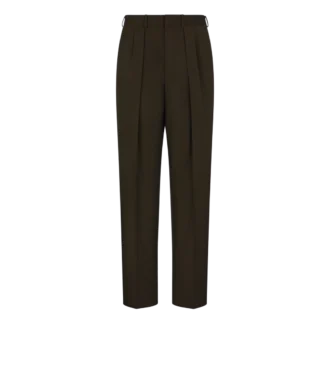 Wool Cashmere Silk Reps Double Pleat Pant