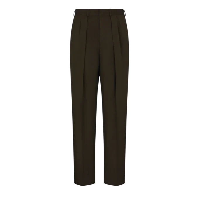 Wool Cashmere Silk Reps Double Pleat Pant