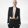 Wool Silk Blend Double Breasted Cropped Tuxedo Jacket Wool Silk Blend Double Breasted Cropped Tuxedo Jacket