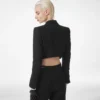 Wool Silk Blend Double Breasted Cropped Tuxedo Jacket Wool Silk Blend Double Breasted Cropped Tuxedo Jacket