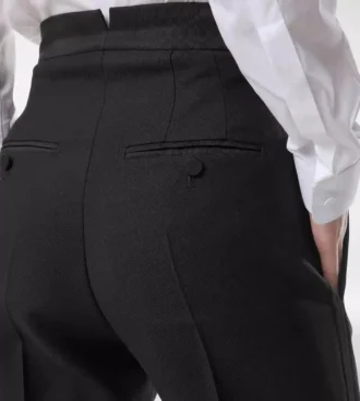 Wool Silk Blend High-Waisted Tuxedo Pants