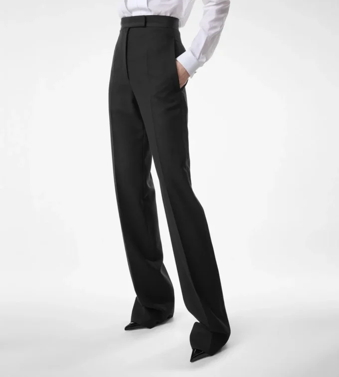 Wool Silk Blend High-Waisted Tuxedo Pants Wool Silk Blend High-Waisted Tuxedo Pants
