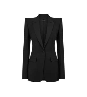 Wool Silk Blend Single Breasted Tuxedo Jacket