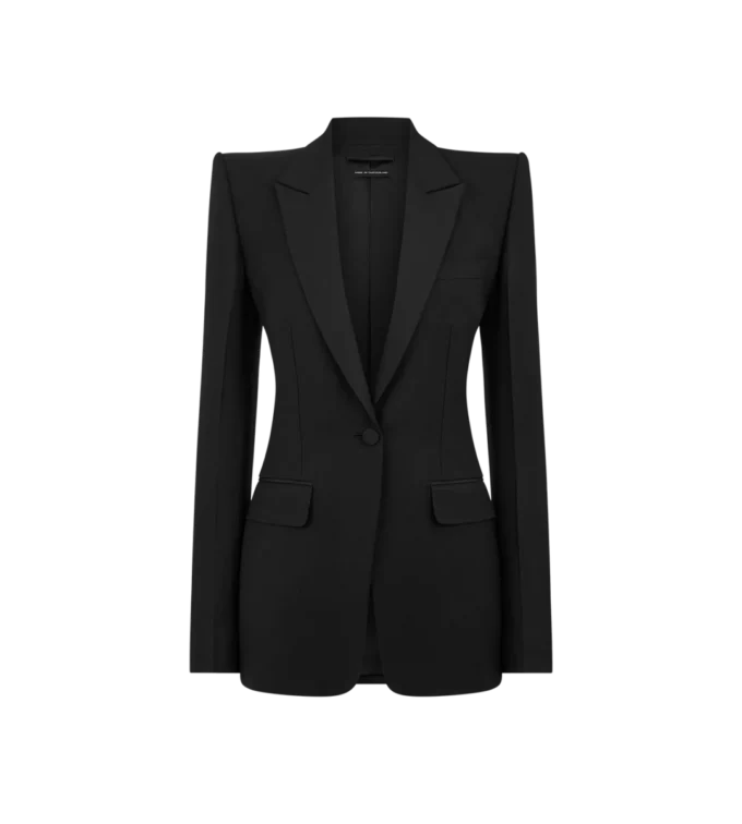 Wool Silk Blend Single Breasted Tuxedo Jacket Wool Silk Blend Single Breasted Tuxedo Jacket