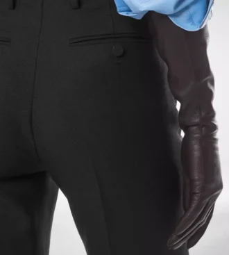Wool Silk Blend Tailored Straight Pants