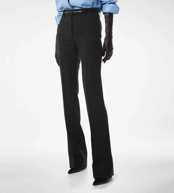 Wool Silk Blend Tailored Straight Pants Wool Silk Blend Tailored Straight Pants