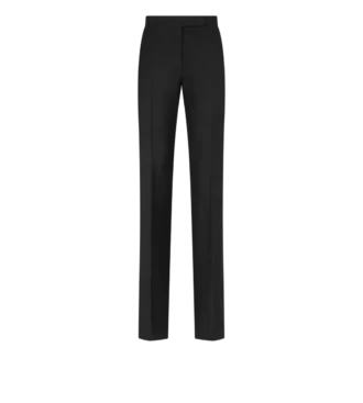 Wool Silk Blend Tailored Tuxedo Straight Pants