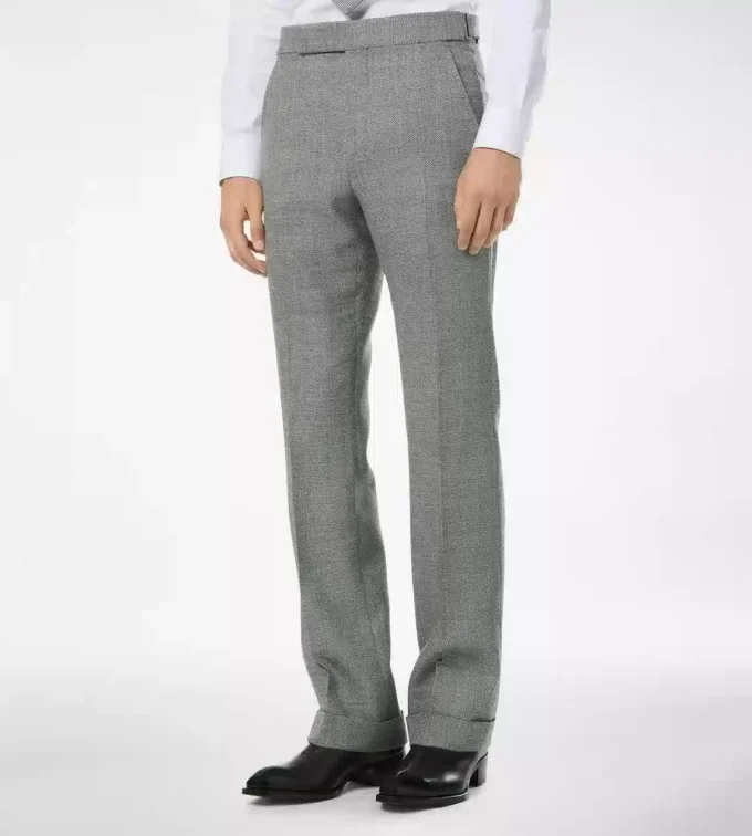 Wool Silk Linen Sharkskin Pant