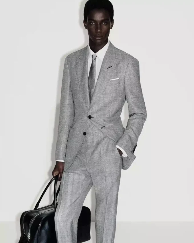 Wool Silk Linen Sharkskin Pant