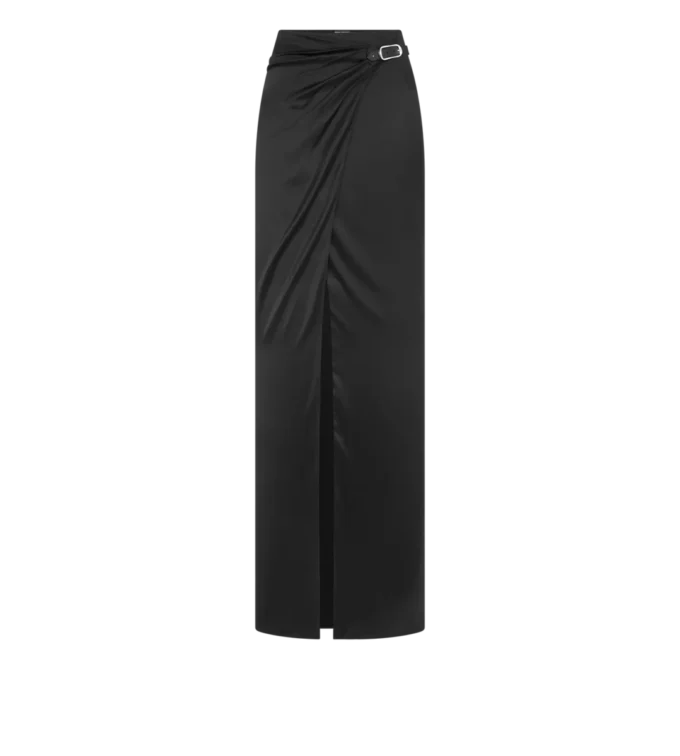 Wrap Maxi Skirt with Leather Belt