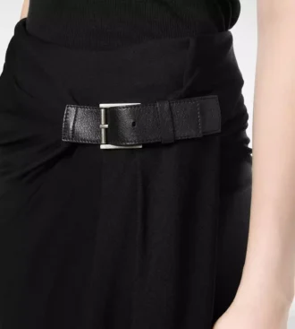 Wrap Skirt with Leather Detail Wrap Skirt with Leather Detail